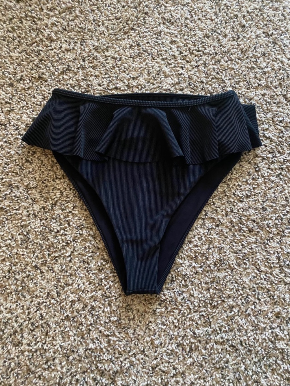 Beach Riot Swim Bottoms Bikini Black Ruffle High-Waist